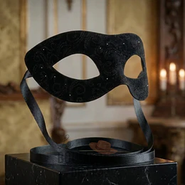 Antifaz Veneciano Clásico de Terciopelo Negro - Misterio y Elegancia