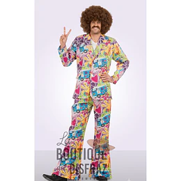Traje Psicodélico Hippie Años 60 y 70 con Estampados Retro