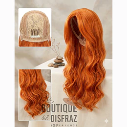Peluca Larga Ondulada Naranja Cobrizo 60 cm