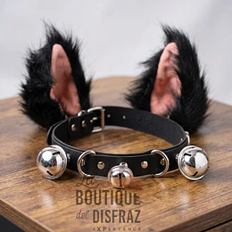 ​Set Orejas de Gato Peludas y Collar Choker con Cascabeles