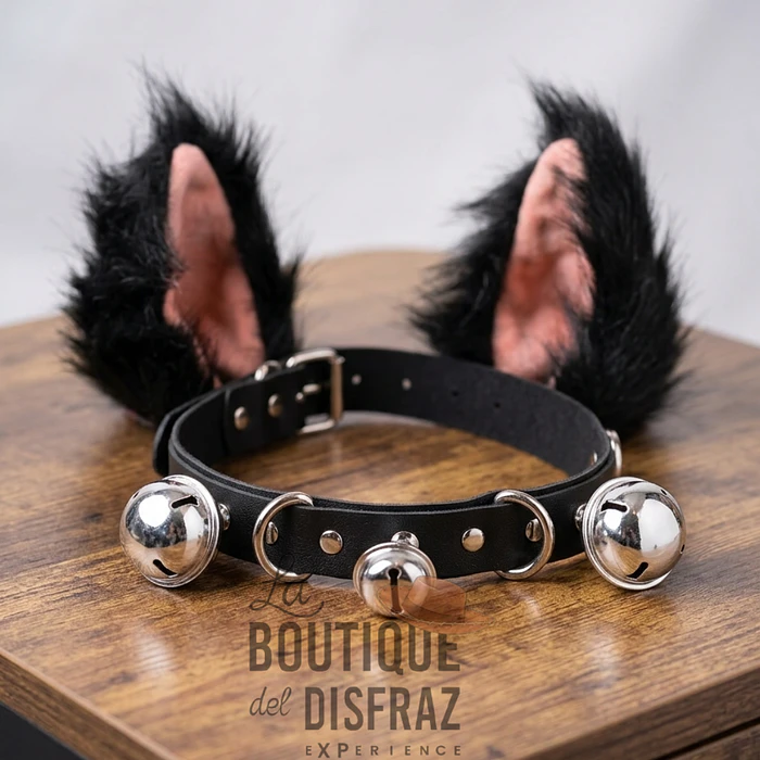 ​Set Orejas de Gato Peludas y Collar Choker con Cascabeles