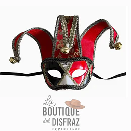 Máscara de Arlequín Veneciano - Diseño Clásico con Cascabeles