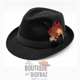 Sombrero Nortino para Hombre - Negro con Detalle de Plumas