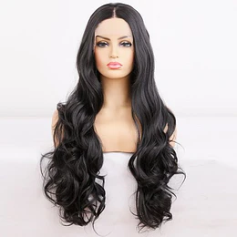 Peluca Lace Front negra ondulada