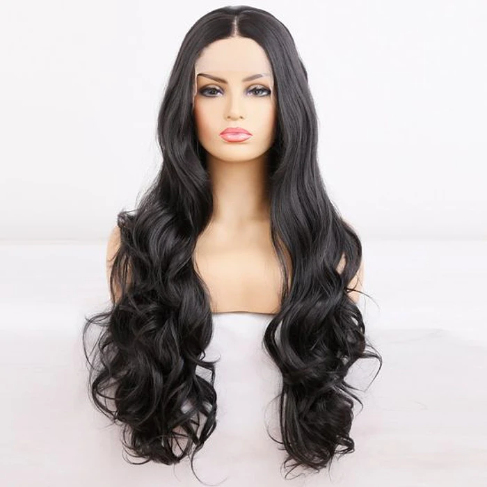 Peluca Lace Front negra ondulada