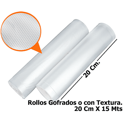 Rollo Gofrado 20cm X 15 Mts. para selladoras al vacio