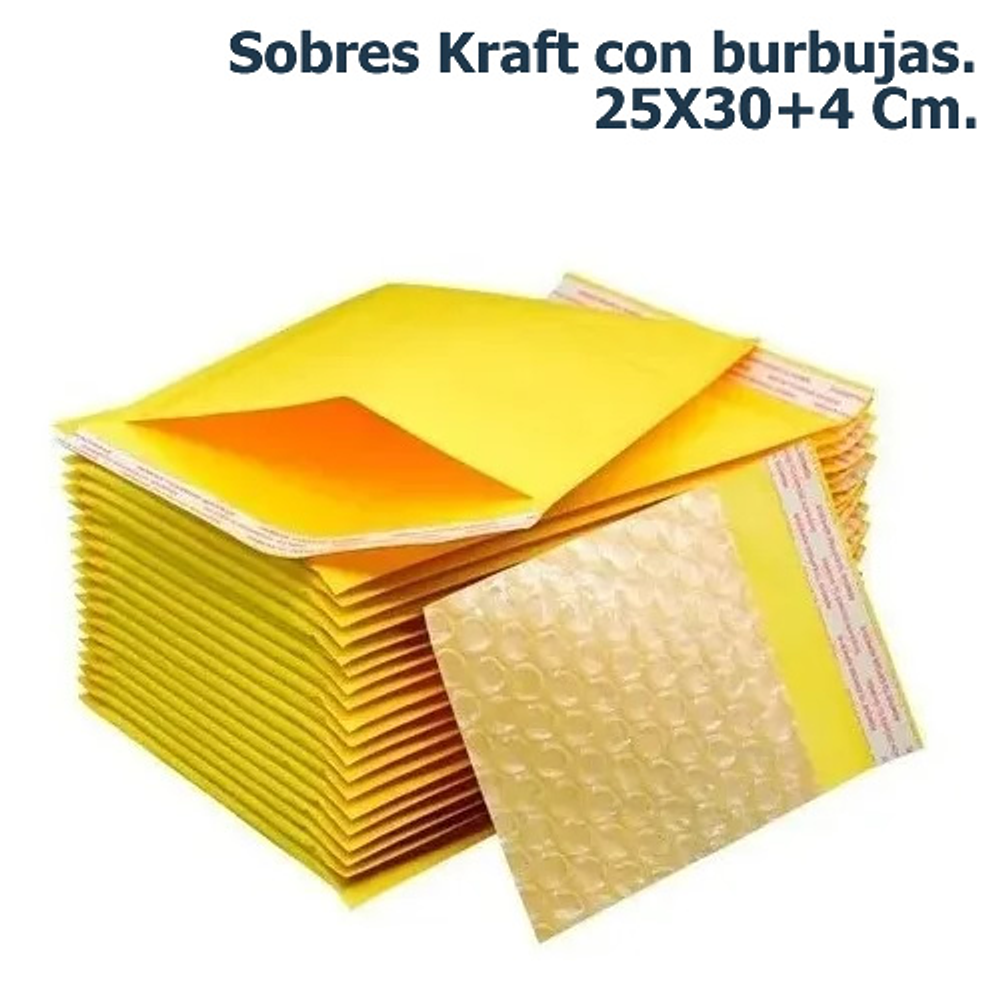 Sobre Papel Kraft con Burbujas 25X30+4 cm.