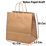 Bolsa de Papel Kraft con Asa. 30X41X12