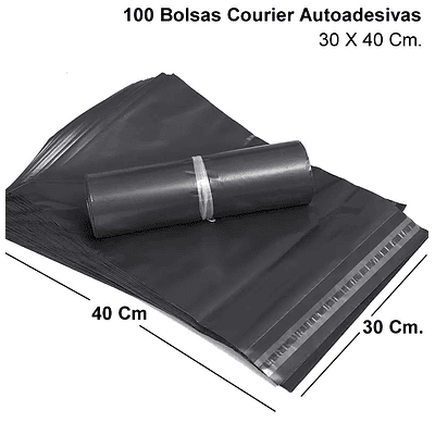 Sobre Bolsas Plásticas Courier con Autoadhesivo 30x40cm. Negra