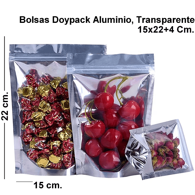 Bolsas Doypack 15x22+4 Cm Aluminio Trasparente