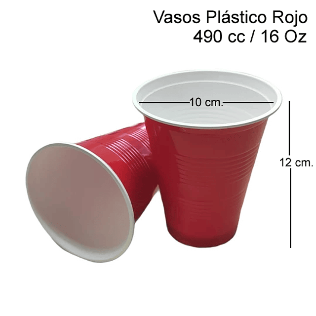 Vasos Plásticos Rojos de 490 cc.