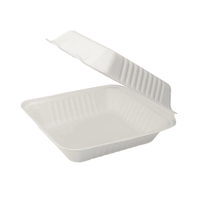 Envases Porta comida Cuadrado 22,3×20,1×4,6 cms. Bagasse - Distintos packs