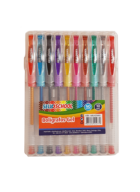 Set de 10 Bolígrafos Gel de colores, Sellogel