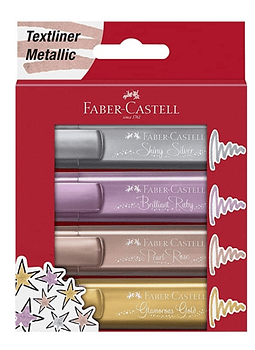 Set de 4 Destacadores Colores Metálicos, Faber Castell