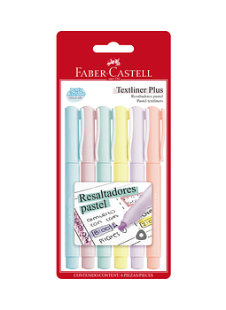 Set de 6 Destacadores Textliner Plus Colores Pastel, Faber Castell