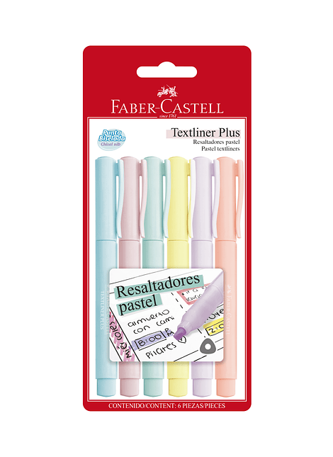 Set de 6 Destacadores Textliner Plus Colores Pastel, Faber Castell