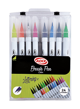 ﻿Set de 24 Lápices Brush Pen Punta Pincel, Adix. Ideales para Lettering y Colorear.