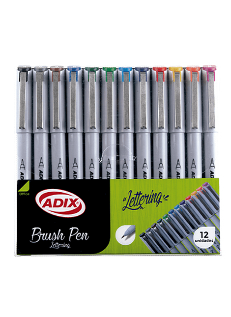 ﻿Set de 12 Lápices Brush Pen Punta Pincel Fina, Adix. Ideales para Lettering y Colorear.