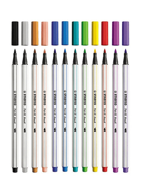 SET 12 PEN 68 BRUSH, STABILO, RHEIN