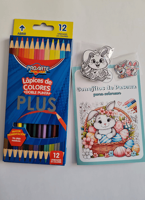 Set para pintar de Pascua (lápices + librito con stickers)