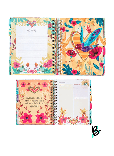 Planner 12 Meses Artel Espiral Con Separador Diseño Deco Daniela