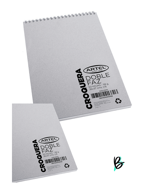 Croquera Doble Faz Artel Espiral 1/8 50 Hojas 26x37cm