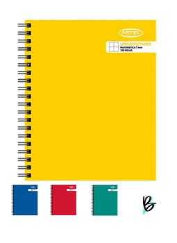 Cuaderno Universitario Artel Tapa Lisa Matemáticas 100 Hojas 7mm
