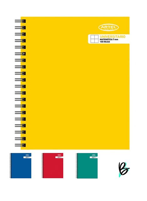 Cuaderno Universitario Artel Tapa Lisa Matemáticas 100 Hojas 7mm