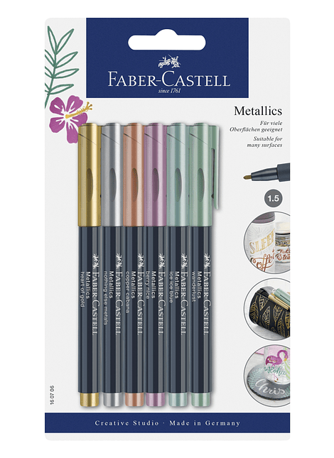 Set 6 Lápices Faber-Castell Metallics. Colores metálicos. Marcadores para lettering.