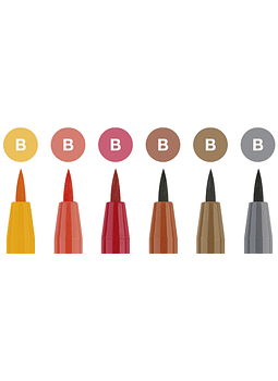 Set 6 lápices de colores Pitt Artist Pens Brush Manga Shonen Faber-Castell. Marcadores para pintar y dibujar.