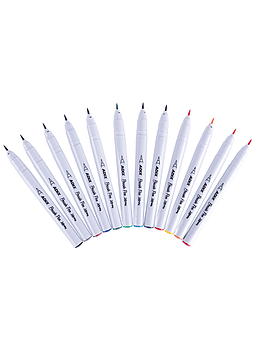 ﻿Set de 12 Lápices Brush Pen Punta Pincel Fina, Adix. Ideales para Lettering y Colorear.