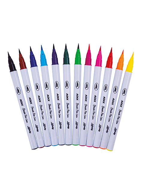 ﻿Set de 12 Lápices Brush Pen Punta Pincel, Caja con Broche, Adix. Ideales para Lettering y Colorear.