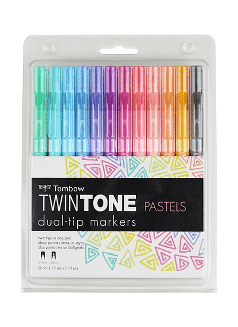 Set de 12 marcadores Twin Tone Pastel, Tomboy. Marcadores de colores pastel.