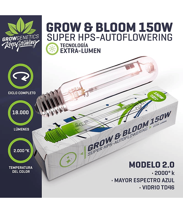 Ampolleta HPS Grow&Bloom 150w