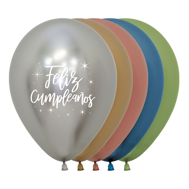 Globos R-12 Impreso 2 Caras Feliz Cumpleanos Radiant Reflex Surtido X 12 Unidades