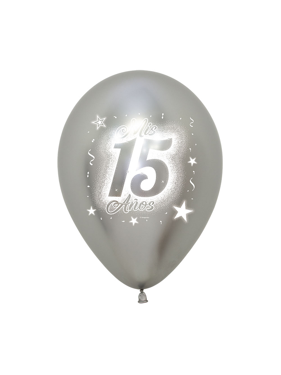 Globo R-12 Mis 15 Años Reflex Plata X 12 1