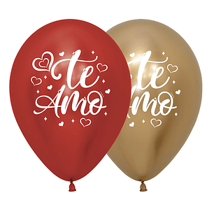 Globos R-12 Impreso Te Amo Reflex Brillante X 12