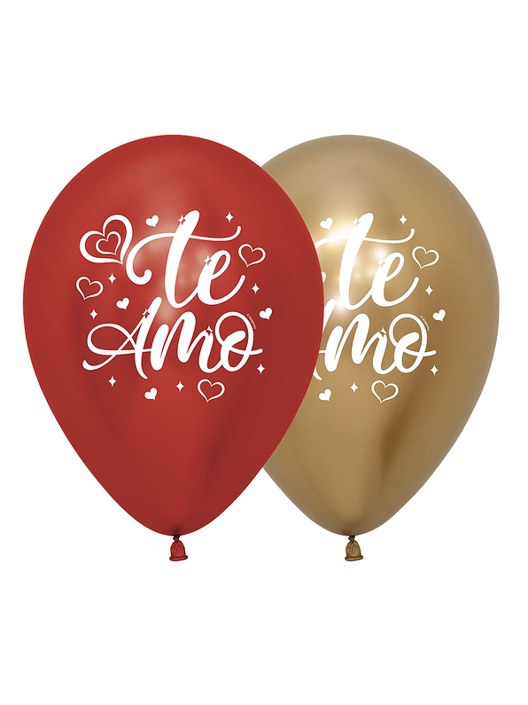 Globos R-12 Impreso Te Amo Reflex Brillante X 12 1