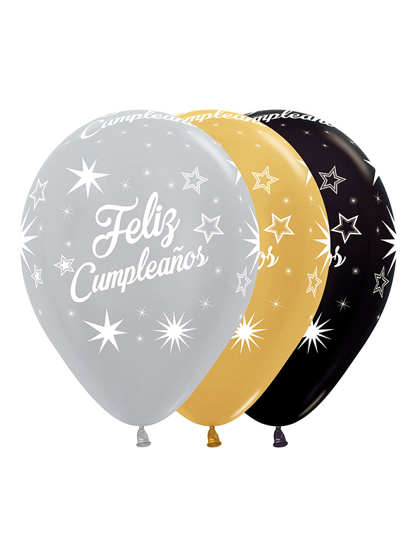 Globo R-12 Infinity Fcumpleaños Deluxe Surtido X 12 Unidades 1