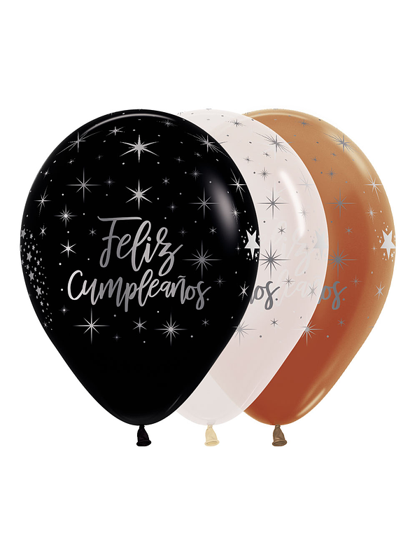 Globos R-12 Infinity Feliz Cumpleaños Radiante Metalink Surtido X 12 Unidades 1