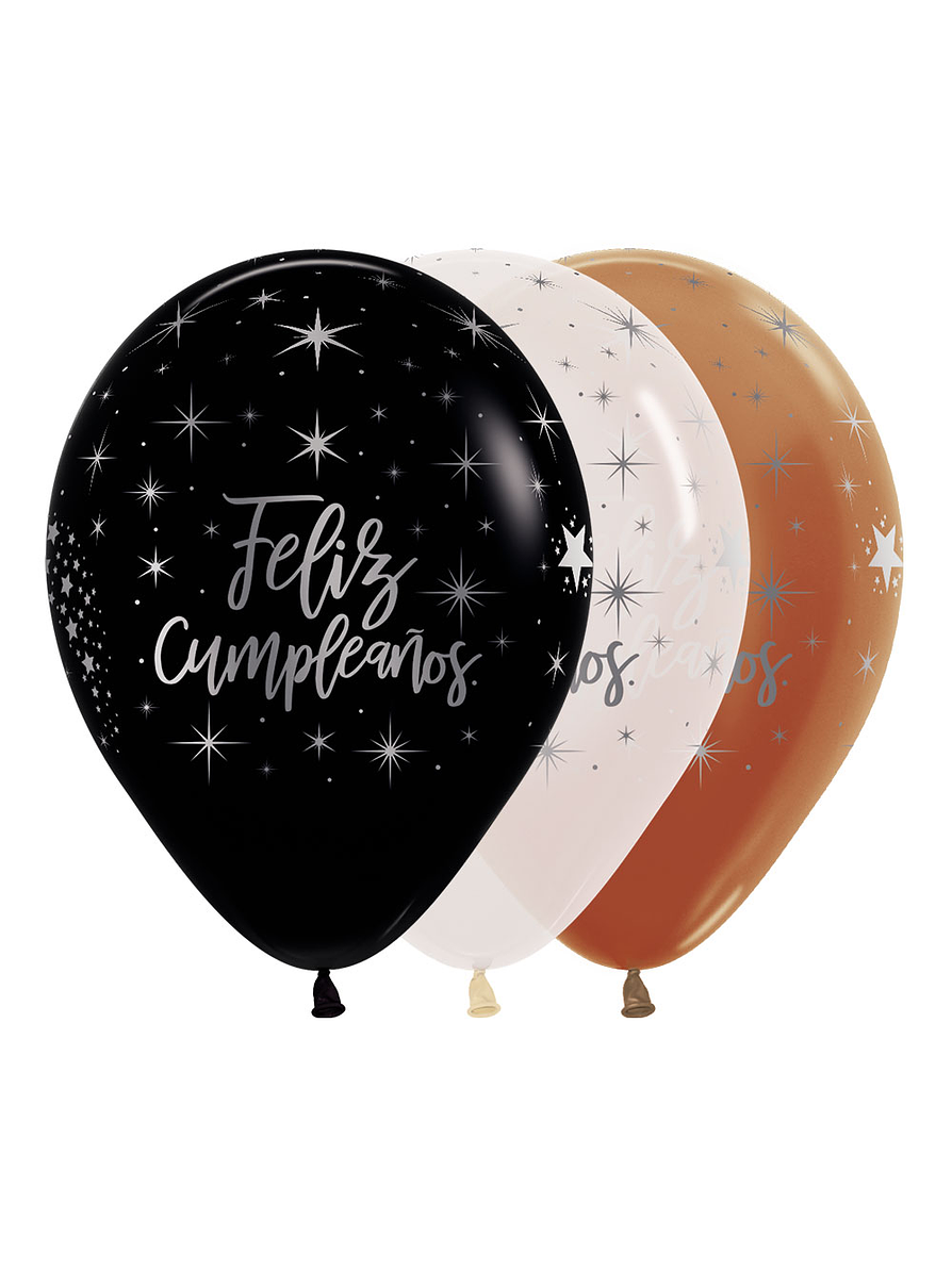 Globos R-12 Infinity Feliz Cumpleaños Radiante Metalink Surtido X 12 Unidades 1