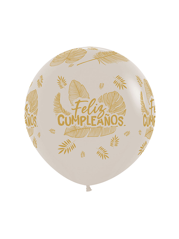 Globo R-24-Feliz Cumpleaños Hojas -Tropical-Arena 1