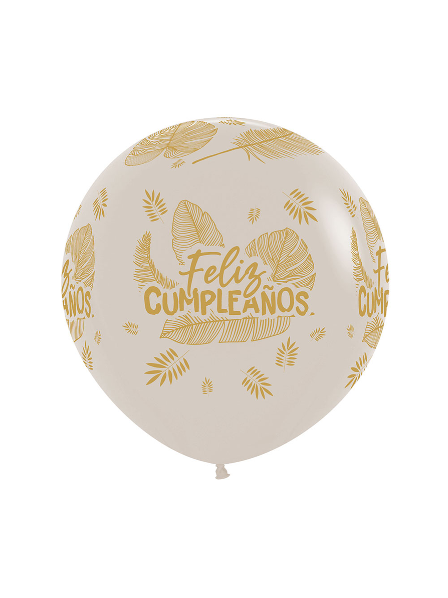 Globo R-24-Feliz Cumpleaños Hojas -Tropical-Arena 1