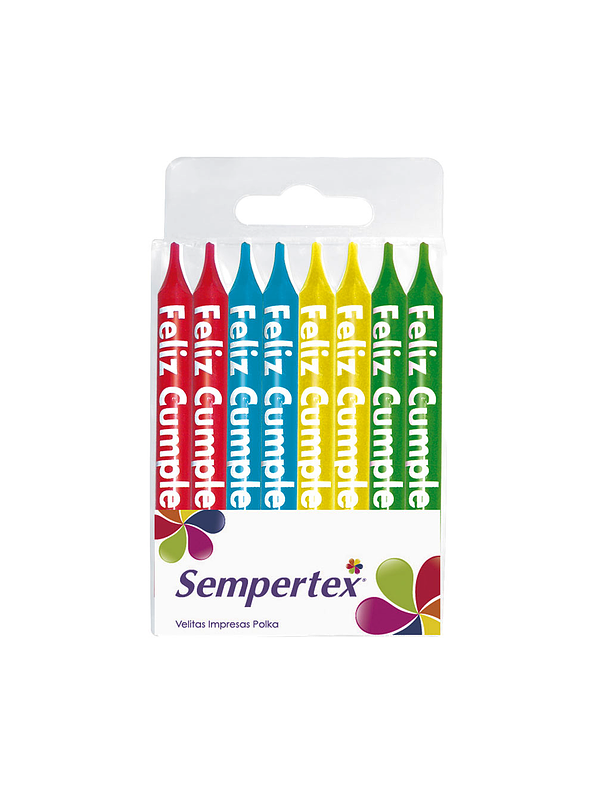 Vela Impresa Feliz Cumpleaños Surtido x 8 Unidades 1