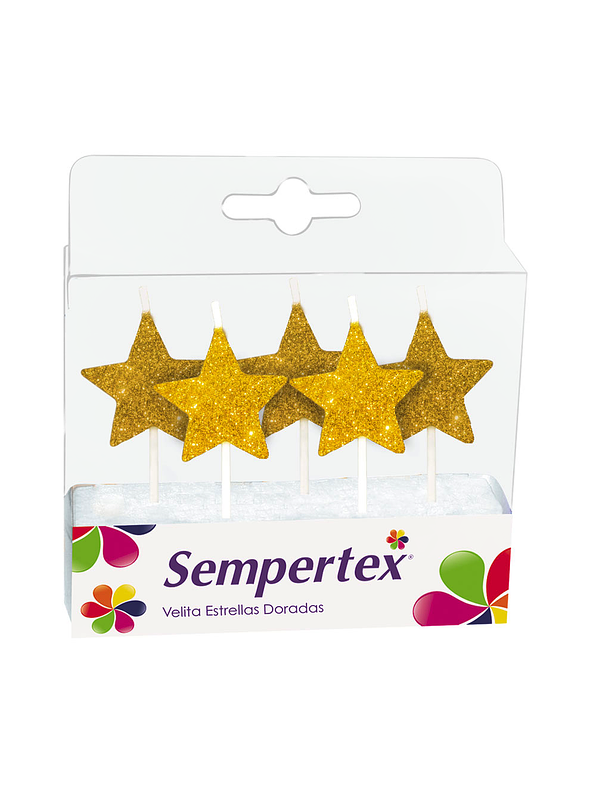 Velitas Figuras Estrellas Escarchadas Doradas x 5 Unidades 1