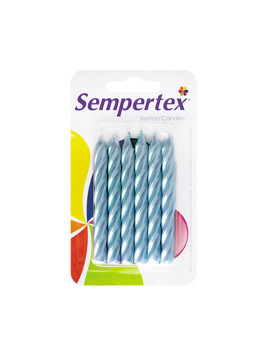 Velita Espiralada Perla Azul x 6 Unidades 1