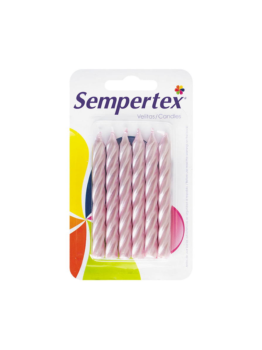 Velita Espiralada Perla Rosa 6 Unidades 1