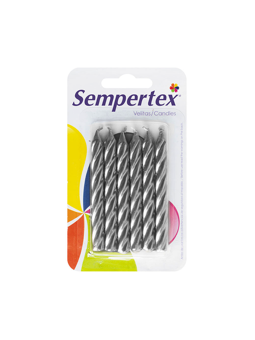 Velita Espiralada Plateada x 6 Unidades 1