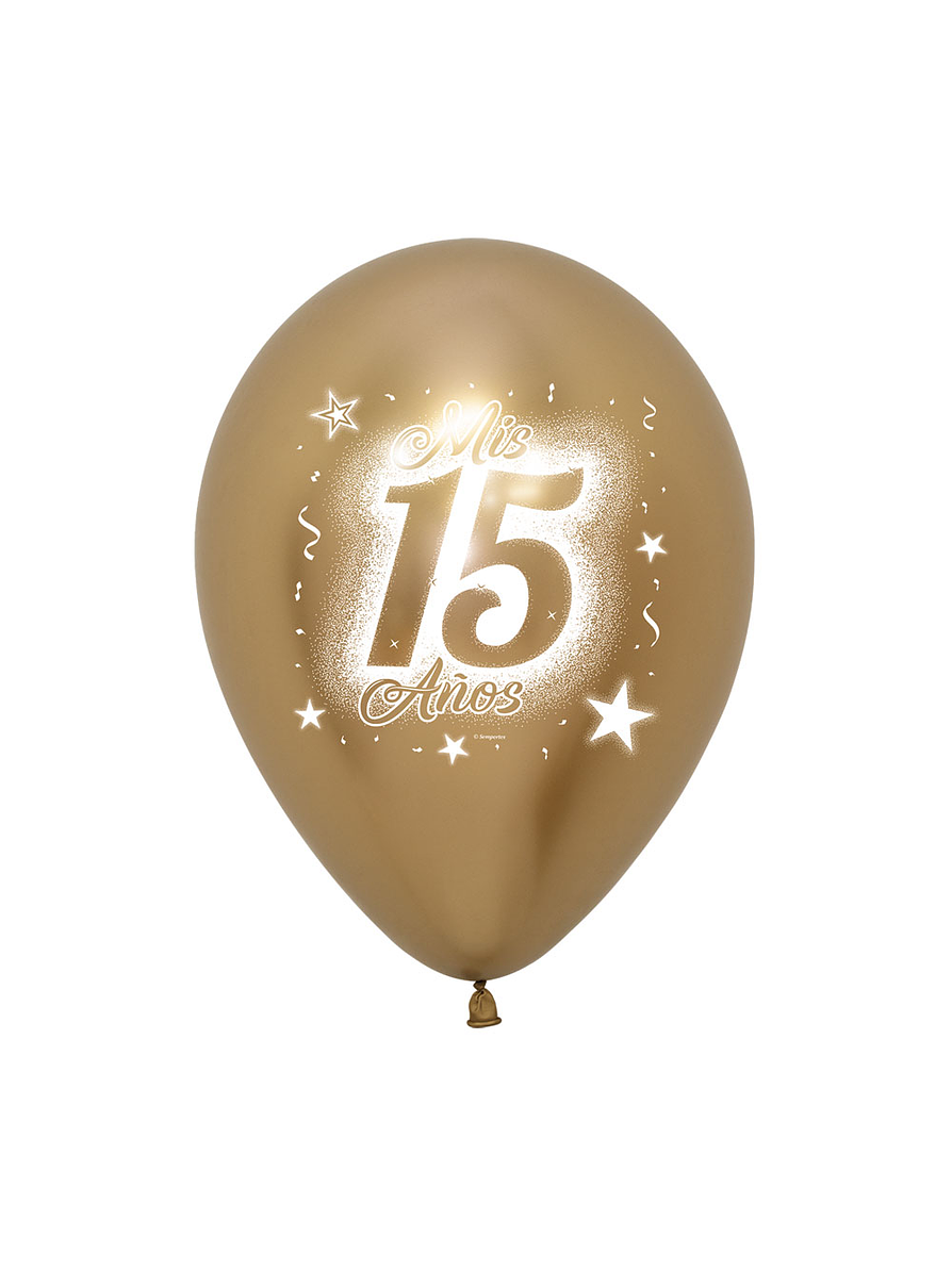 Globo R12-Mis-15-Años-Reflex-Dorado x 12 1