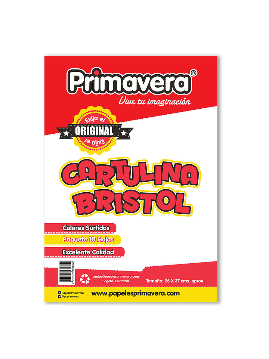Cartulina Bristol 1/8 Blanca Primavera 1
